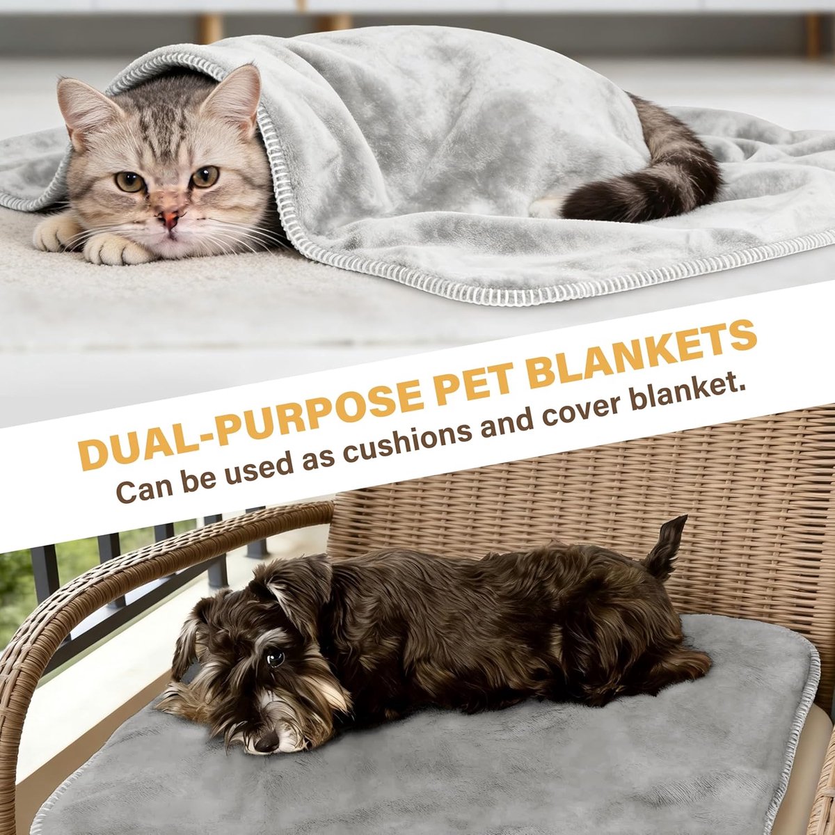 Print Waterdichte Hondendeken, Huisdier Piss Proof Fleece Sherpa Hoesdeken voor Bank Bank Bed Beschermer, Wasbaar Omkeerbaar Meubel Beschermend Hoes, 75 x 50 cm, Grijs