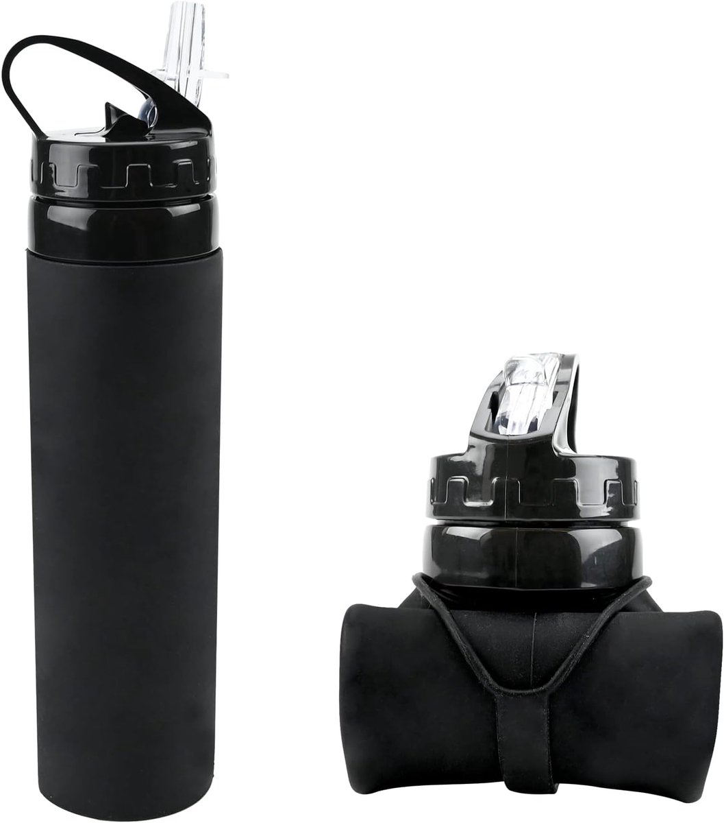 opvouwbare waterfles 600 ml capaciteit lekvrije opvouwbare waterfles BPA vrije siliconen fietsflessen ultralichte oprolbare sport waterbeker voor sportschool buiten reizen wandelen kamperen