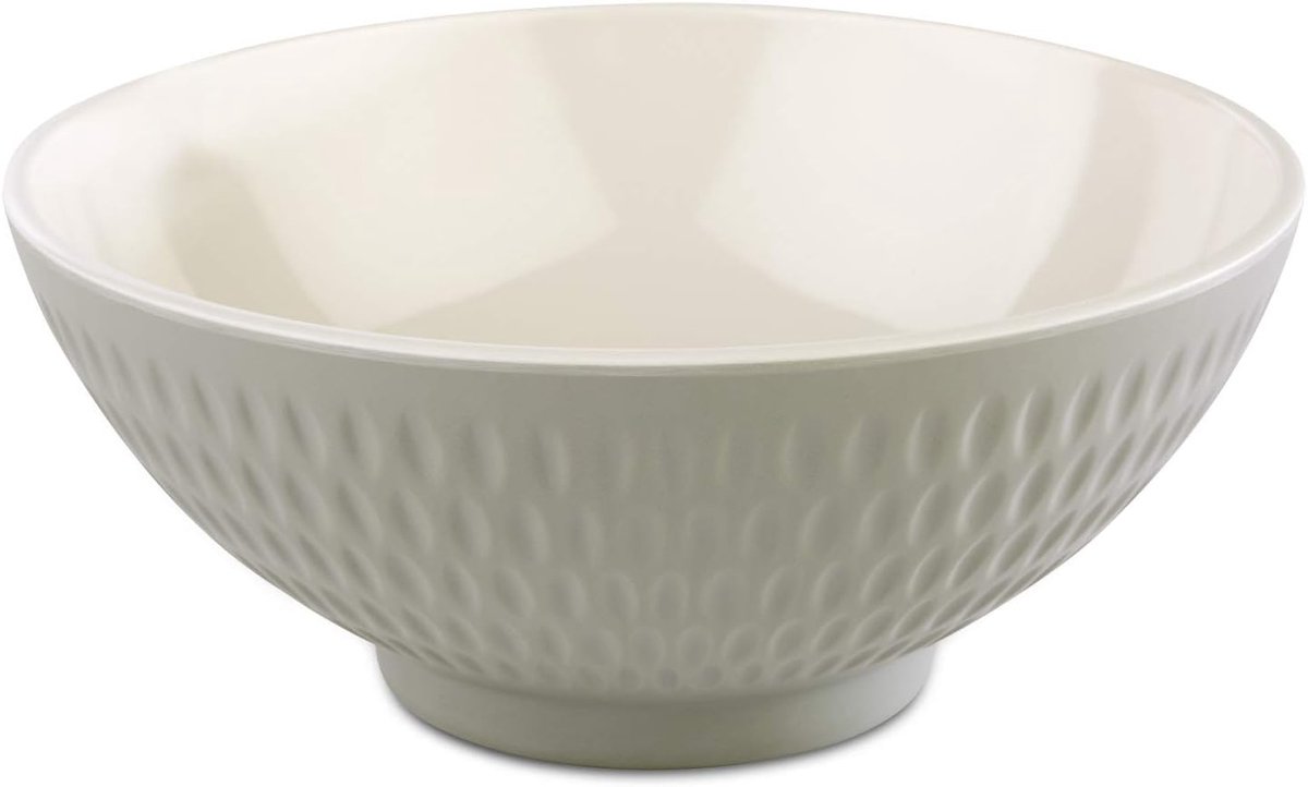 Schaal "Asia Plus" van vrijwel onbreekbare melamine, veelzijdig inzetbare, stapelbare kunststof schaal, slakom, grijs/crème, Ø 16 cm, 0,6 liter.
