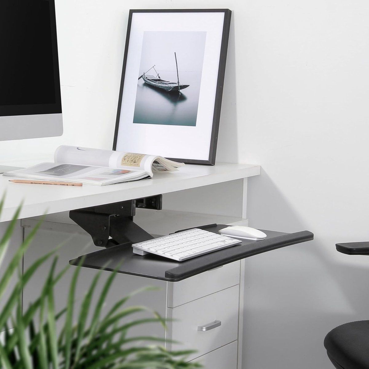 PC-toetsenbordlade Tilt Swivel Onder Bureau Lade Ergonomische Plank met Schuiflopers CZ0200 Verstelbare Computer Toetsenbord Mount Zwart