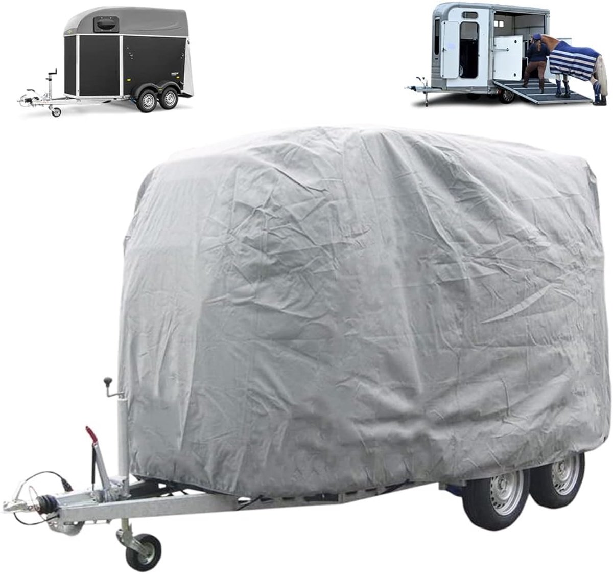 afdekking voor paardentrailers, 420D uv-Oxford-weefsel, waterdicht, 401 x 183 x 255 cm (l x b x h)