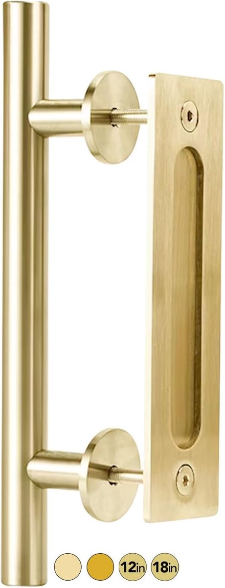 Salto 12 inch geborsteld messing goud schuur deur handvat schuifdeur pull grote zware (goud - 1 stuks)