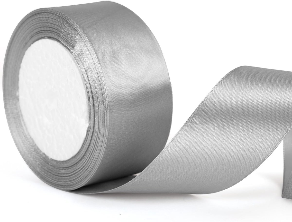 50 mm breed zilvergrijs lint, dik grijs voor Halloween, 5 cm dik zilveren lint, voor Halloween-cadeauverpakkingen, haaraccessoires, boeketten, bruiloftsdecoraties, taarten