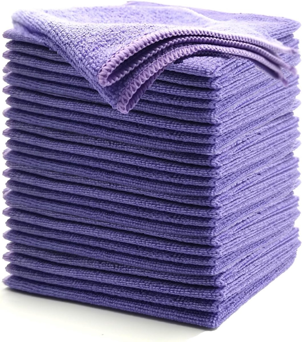15 stuks microvezeldoeken, microvezel reinigingsdoeken, microvezeldoek lappen, microvezeldoeken, poetsdoeken doeken 30 x 30 cm, paars