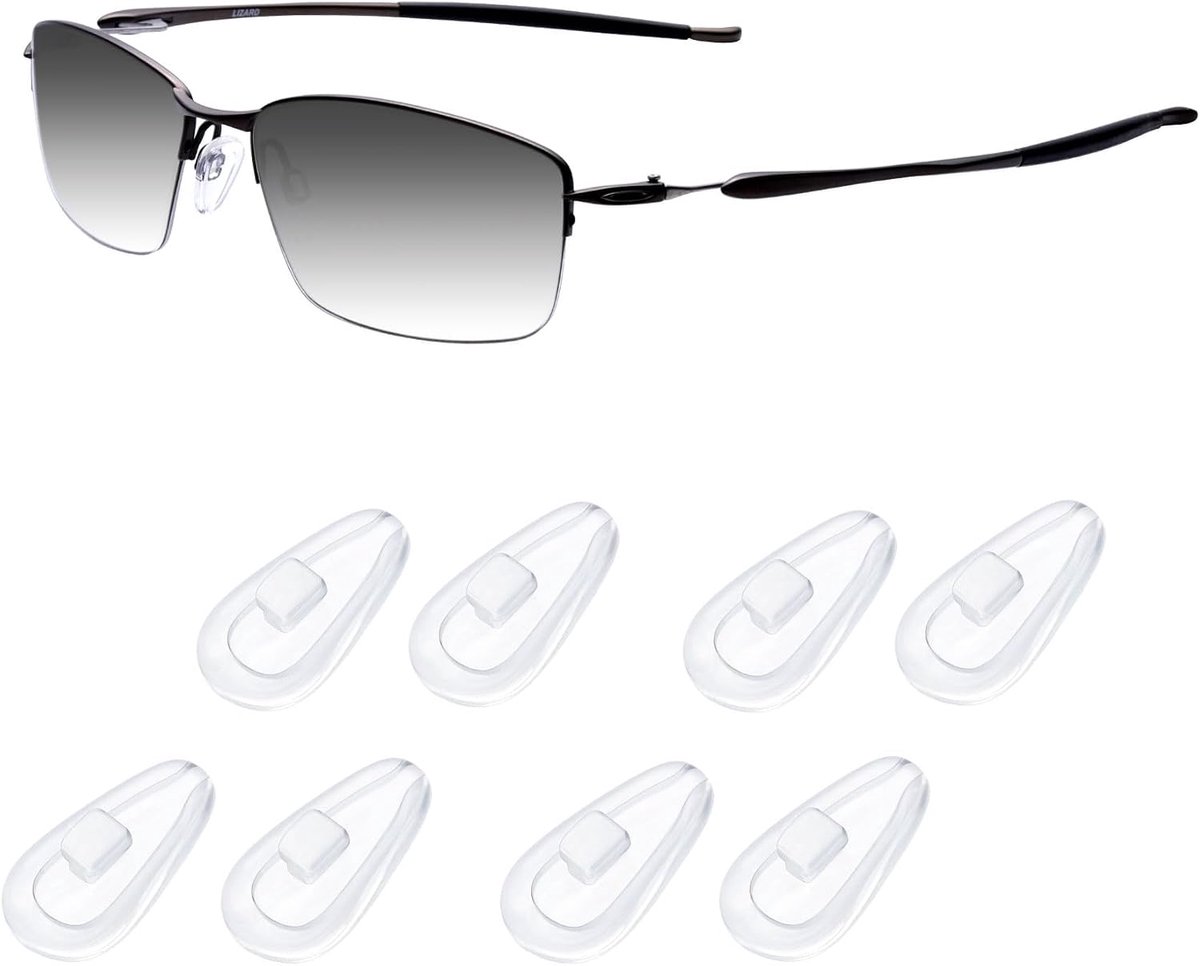4 paar verbeterde traanvormige airbag kussen siliconen neusbeschermers voor Oakley Contrail OO4147, socket 5.5 OX3218, Socket 5.0 OX3217 oogglas, push-in neusstuk vervanging, antislip, helder