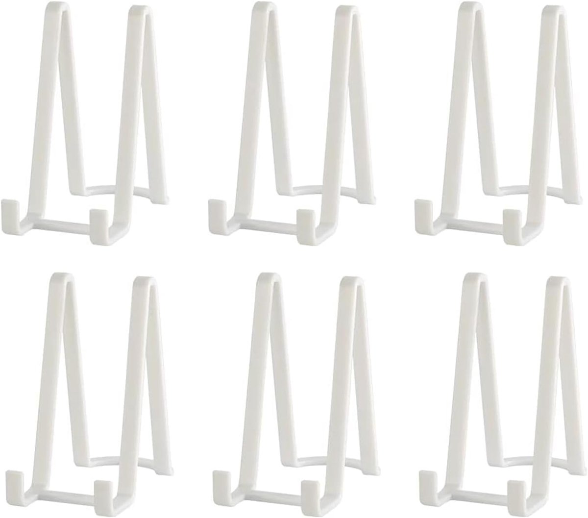 Plaatstandaards voor display - Kunststof schildersezelstandaard met plaathouder en displaystandaard met fotolijst voor foto's, decoratieve borden, schalen en tafelbladkunst - 15,2 cm - wit