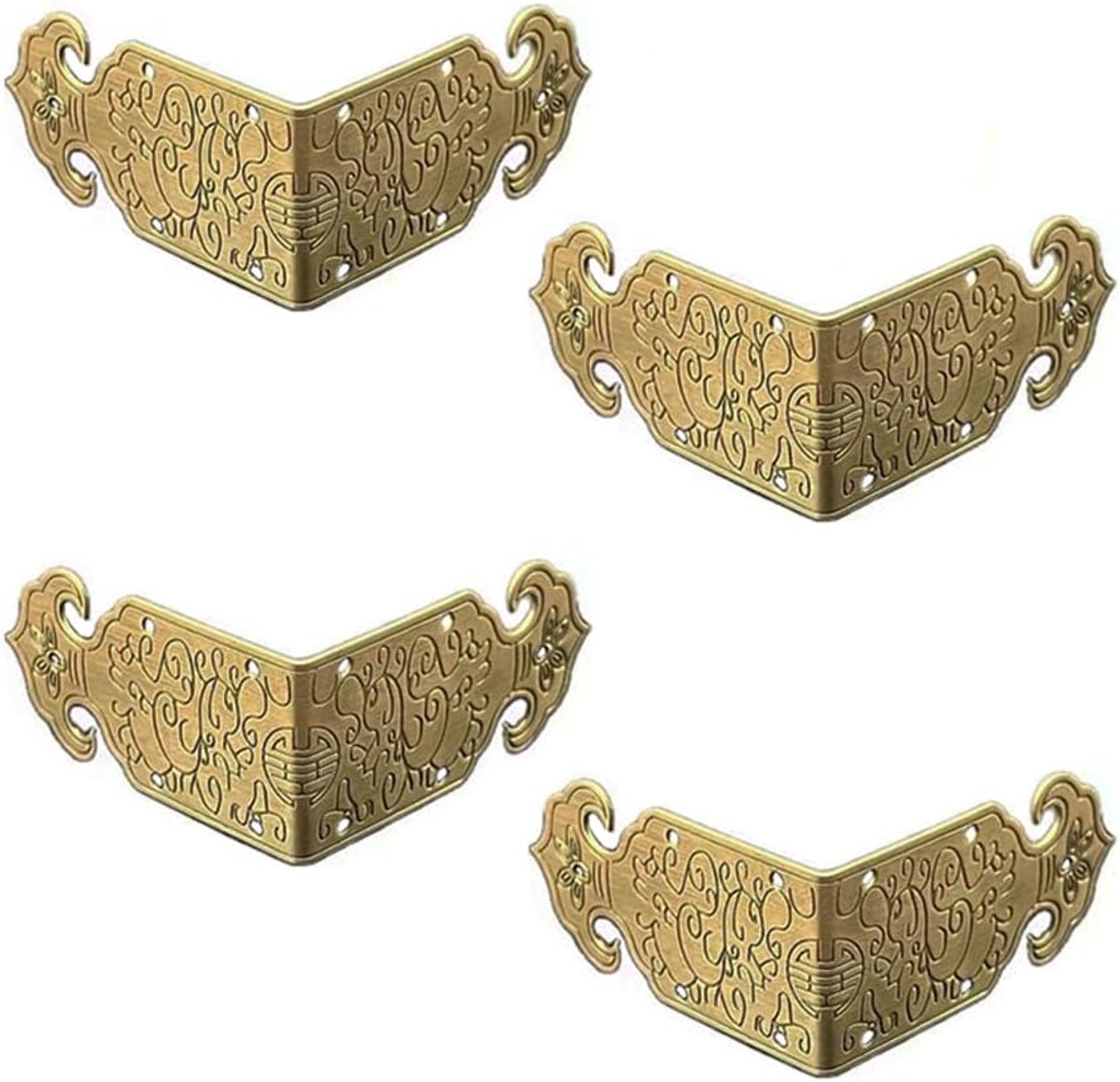 4Pcs Vintage Stijl Antieke Messing Embossing Decoratieve Hoek Protectors Klassieke Meubels Tafels en Stoelen TV Kast Hoek Bretels Guard Edge Cover