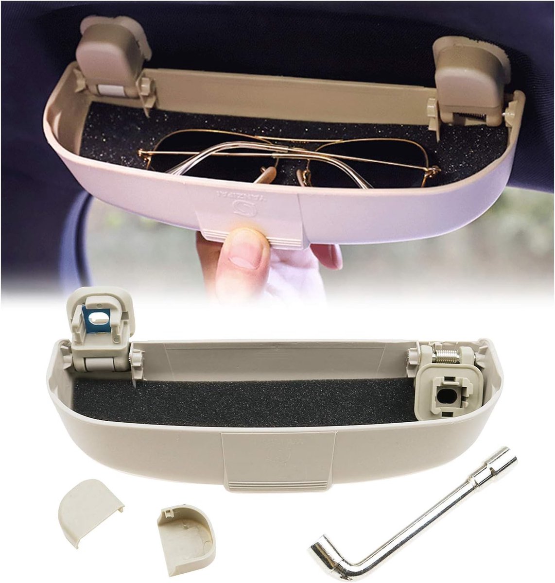 Brillenkoker voor de auto, compatibel met Volvo XC90, XC60, V90, CC, V60, brillenkoker, interieur, modificatie, organizer, bril, multifunctionele deurbox