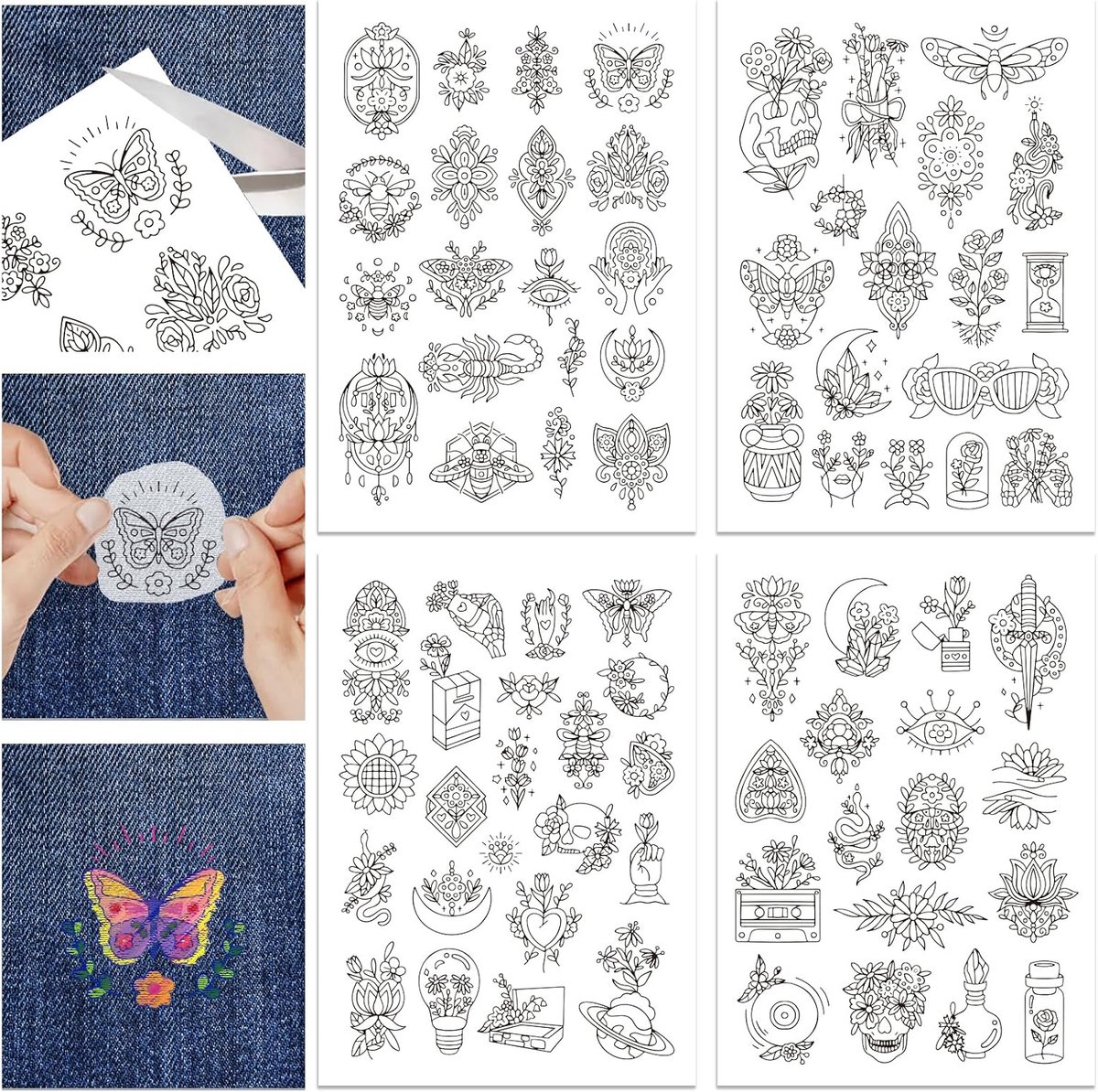 4 Vellen Mysterieuze Bloem Wateroplosbare Borduurwerk Handnaai Stabilisatoren voor Stofsteek Oefening Borduurstickers Wegspoelen Stabilisatoren voor Borduurwerk Beginners Liefhebbers