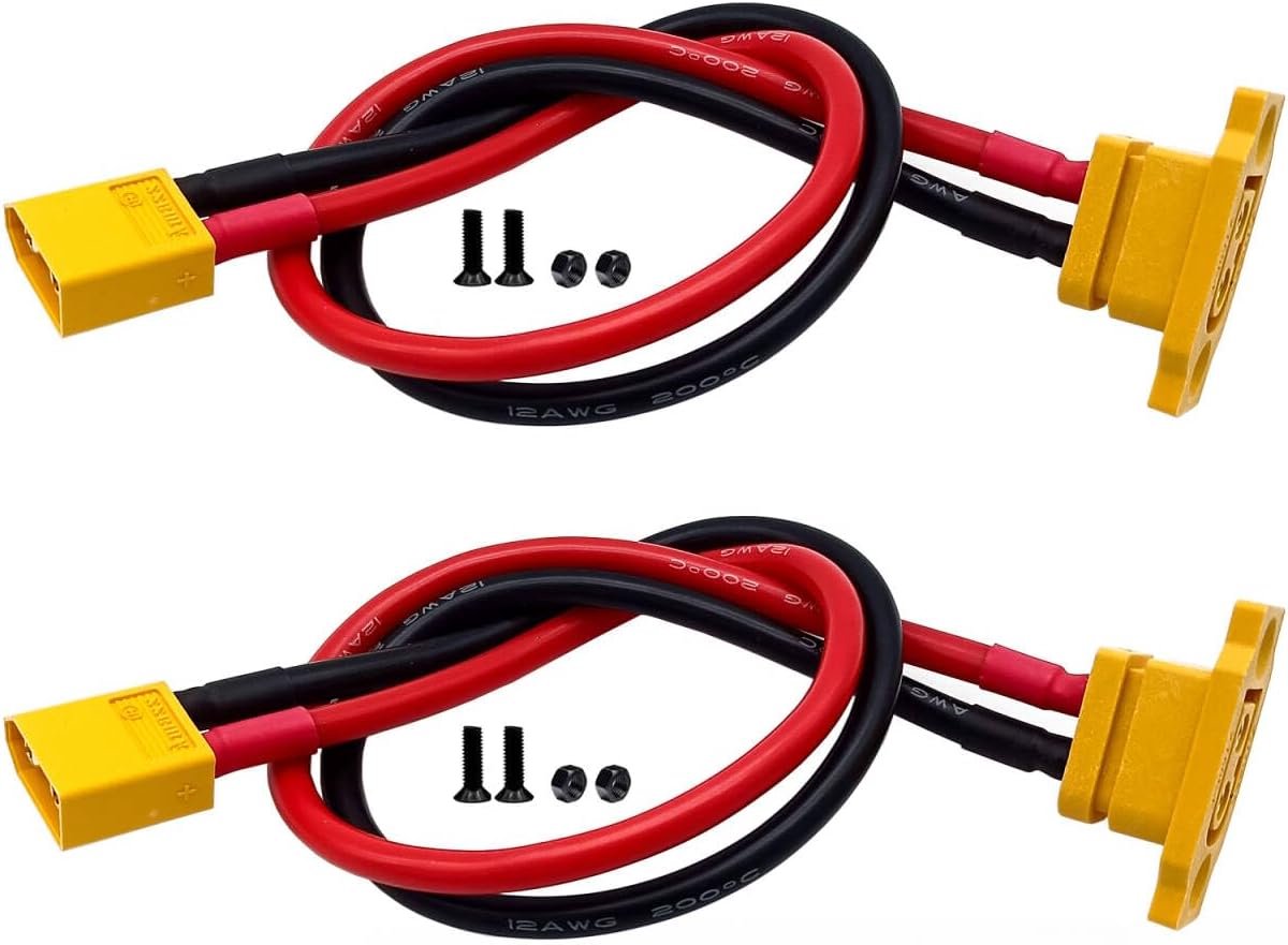 2 stuks vergulde XT60E-F vrouwelijke naar XT60 mannelijke stekker adapter verlengkabel 30 cm 12awg draad voor RC model drone (XT60E-F vrouwelijk naar XT60 mannelijk)