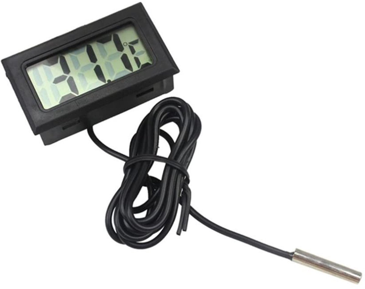 LCD Thermometer Temperatuurmonitor met Externe Sonde Voor Koelkast Diepvriezer Koelkast Aquarium -Zwart