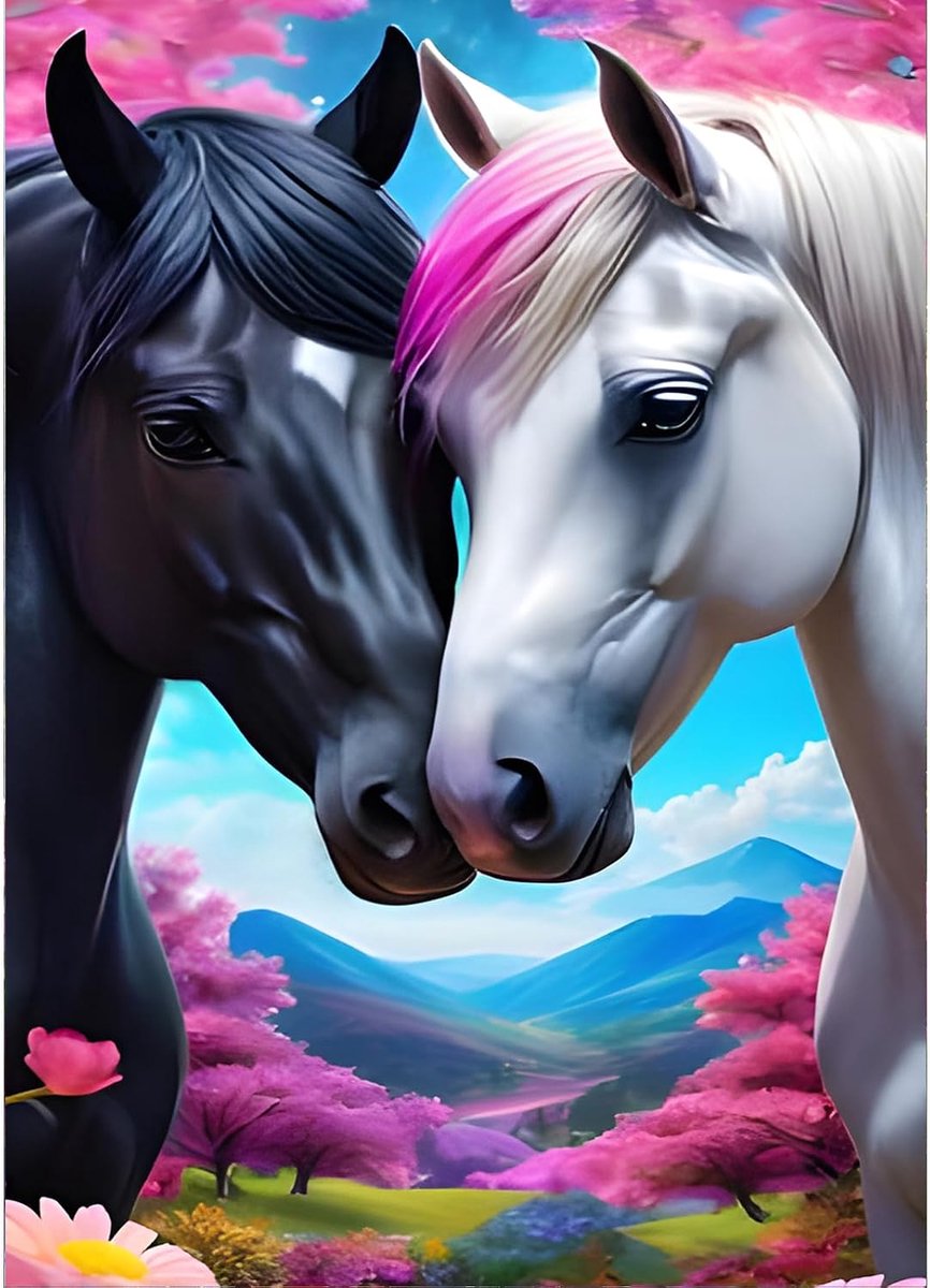 5D DIY Paarden Diamond Painting Kits, Full Drill Paar Diamond Art Painting Kits voor Volwassenen Beginners, DIY 5D Love Painting by Numbers Diamond Art Kits voor Home Fashion Decor 30 x 40 cm
