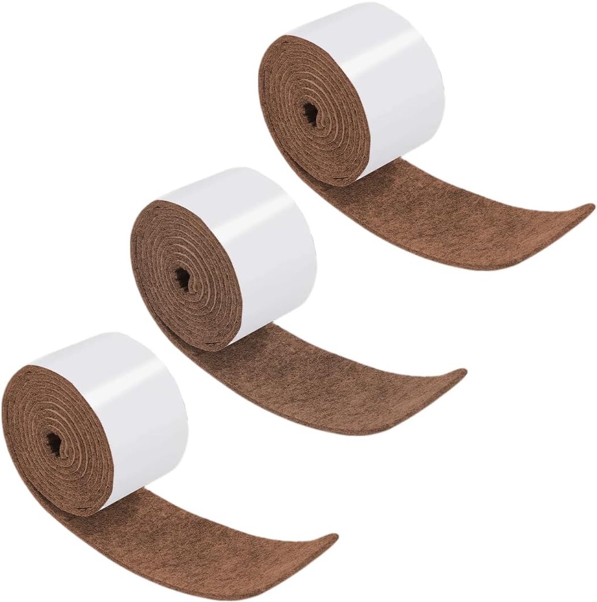 3 rollen vilt, zelfklevend, beschermt je meubels en houten vloeren, vrij gesneden in elke maat, anti-drapant-viltstickers, 100 x 1,5 cm, bruin