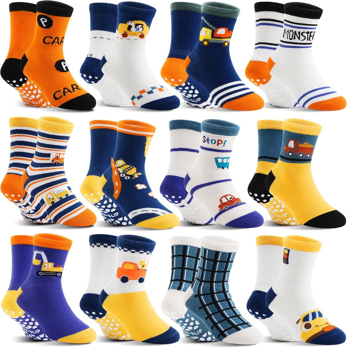 12 Paar Baby Jongens Meisjes Peuters Grip Sokken Kinder Antislip Anti-Rutsch Katoen Crew Sokken