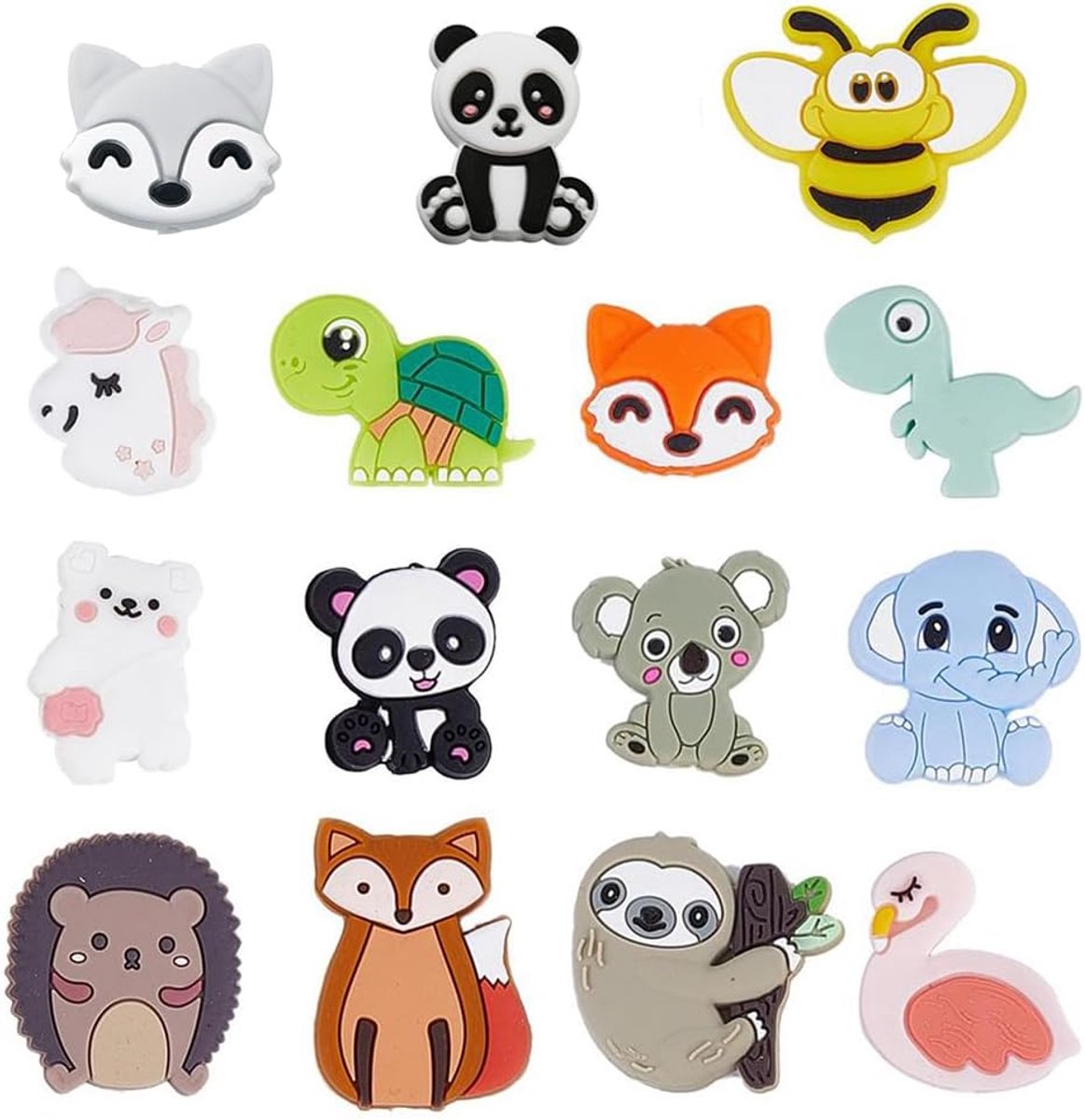 Kralen Schattige Dieren Siliconen Focuskralen Bulk Groot Unicorn Honingbij Vos Panda Dikke Flamingo Beer Rubber voor Pennen Lanyard Sleutelhanger Maak