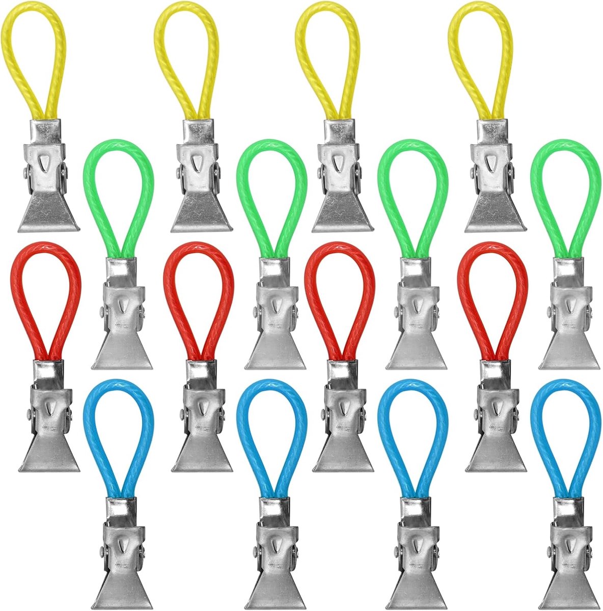 20 stuks handdoekclips van kunststof en verchroomd metaal, handdoekclips om op te hangen, clips voor het ophangen van handdoeken, lushangers, hangers voor pannenlappen en theedoeken