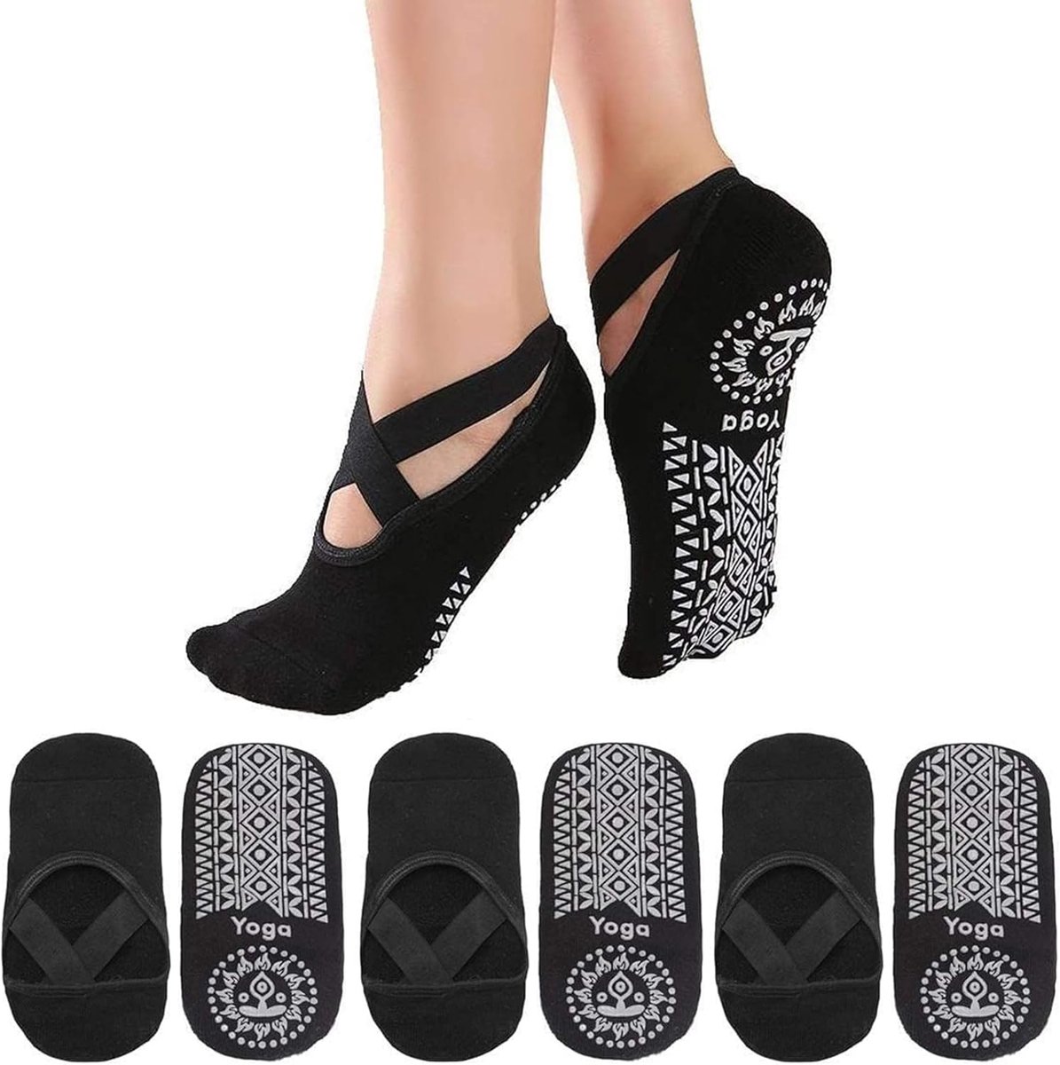 Sokken voor heren, pilatesokken voor dames, pilatessokken, antislip, geschikt voor yoga, ballet, pilates enz.