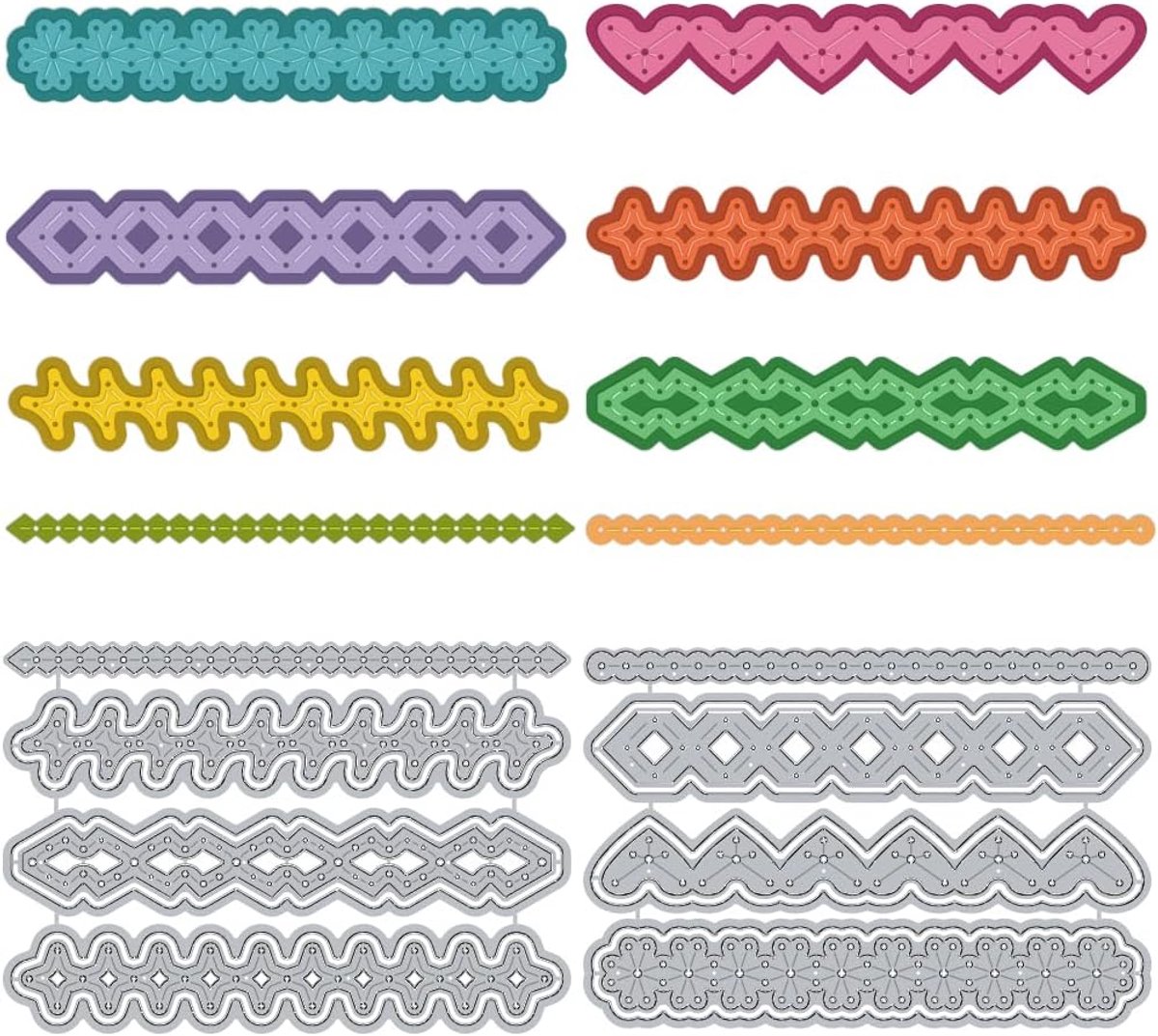 Stanssjablonen met geometrische randen voor het maken van kaarten, kanten stansvormen, metalen sjabloon, plakboek, reliëfsjabloon, stanssjabloon voor wenskaarten, knutselalbums