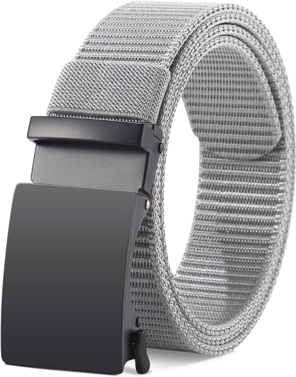 Riem heren nylon koppelriem heren outdoorriem met metalen gesp sportriem zonder gaten werkriem heren (grijs)