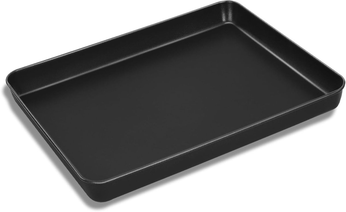 Bakplaat Klein, Antiaanbaklaag Koolstofstaal Taartplaat Ovenplaat, 26,5 x 20,5 x 2,5 cm, Rechthoekige Bakvorm voor Koken, Bakken, Serveren, Gezond & Roestbestendig, Gemakkelijk te Reinigen