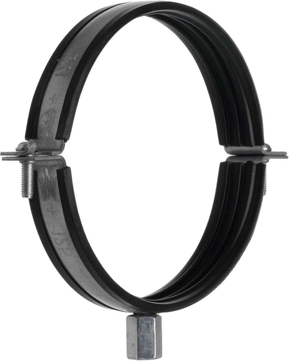 1 stuk Buisbeugel voor Ventilatiekanaal 125 mm met M8/M10 Schroefdraad – Metalen Beugel met Antivibratie Rubber Inzet – Buisklem voor Ventilatiebuis HVAC
