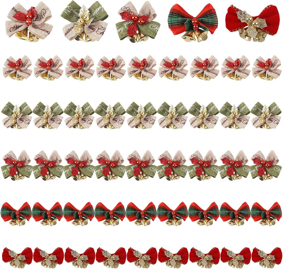 Strikken met belletjes, kerstbogen voor boomdecoratie, kerstboom, strikken, cadeaustrikken, kerstboom, boomdecoratie, kersthandwerk, accessoires