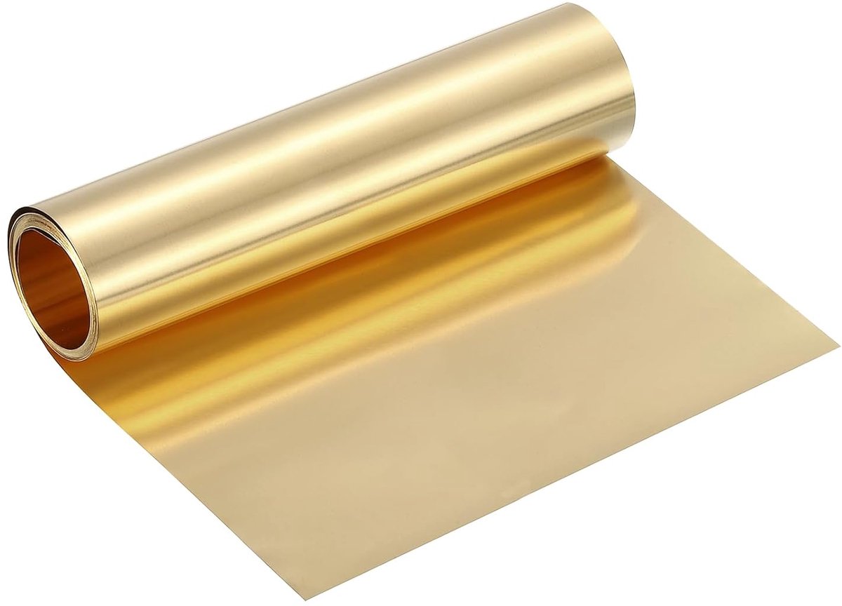 Messing plaatrol, 0,05 x 150 x 1000 mm (D x B x L), metalen flitsmessingfolierol voor knutselwerk, elektrische doe-het-zelfprojecten, reparaties, goud