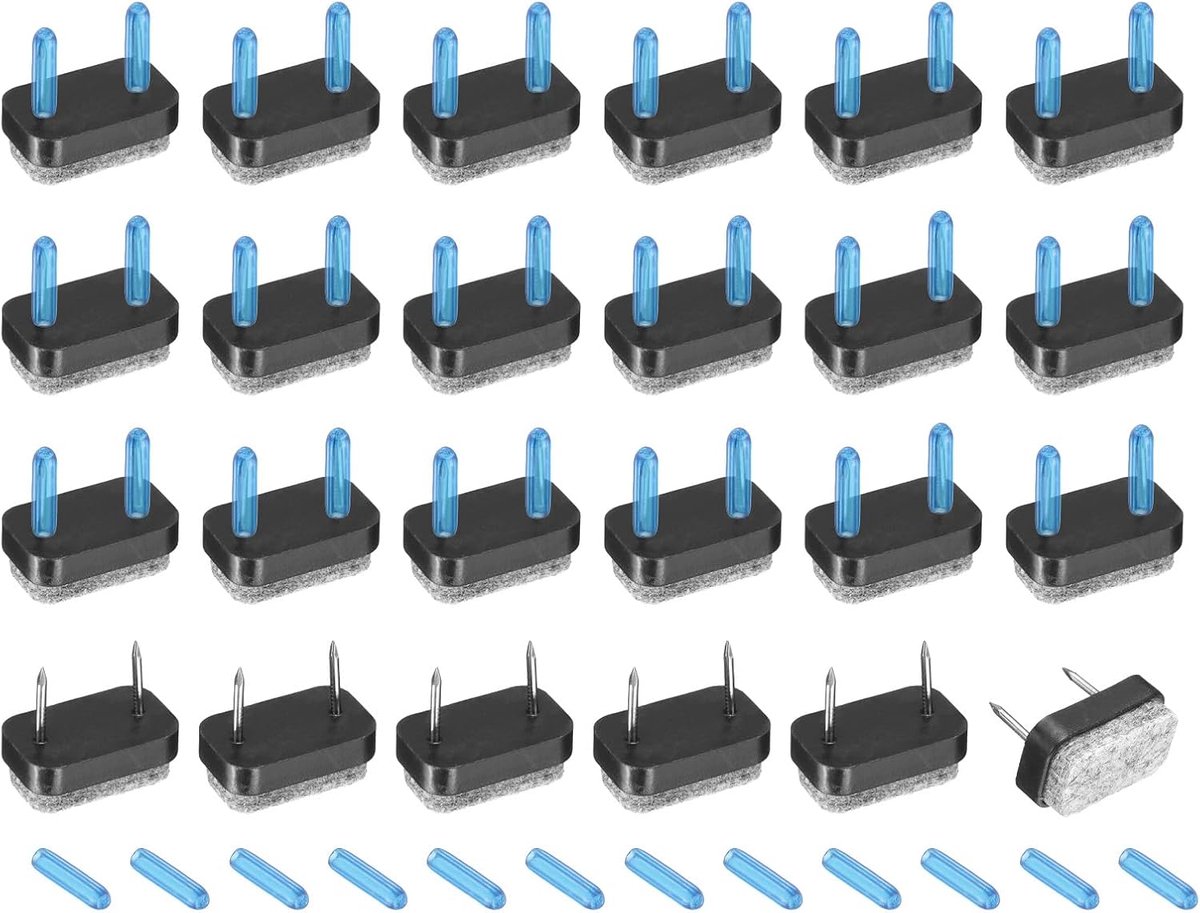 24 stuks nagel-op-vilten meubelglijders, rechthoekige viltdoppen, vloerbeschermers voor houten meubels, tafel, bank, stoelpoot (18 mm, zwart)