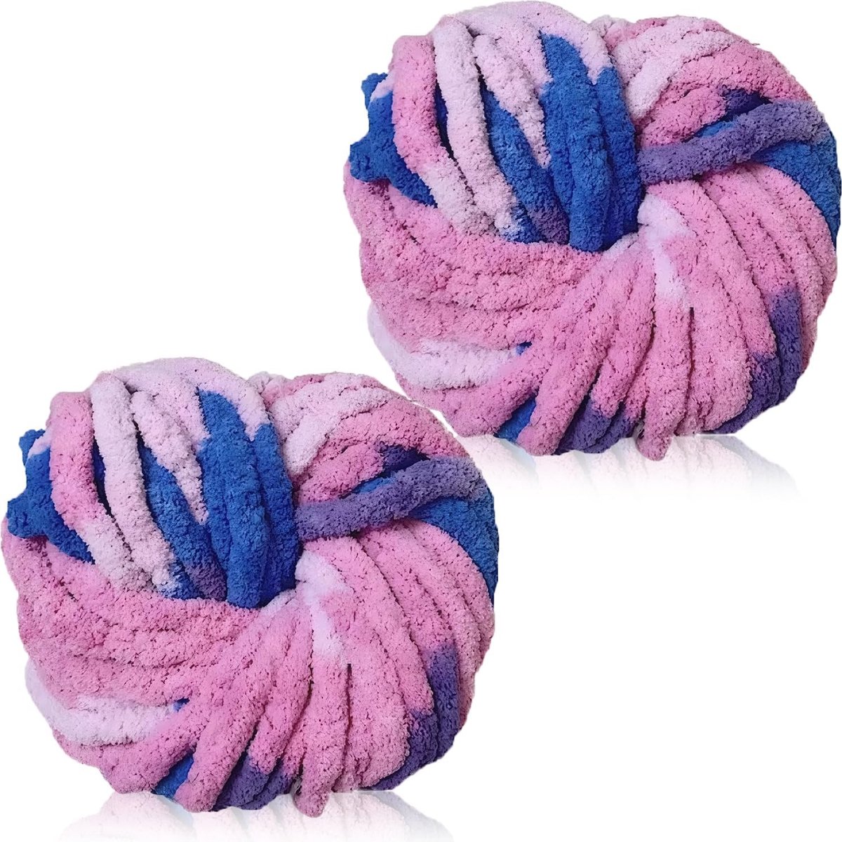 breiwol 250 g × 2, chenille-garen voor haken en breien, grof garen om te haken, dikke wol voor deken, kussen, huisdierbedden, tassen, hoeden, sjaals