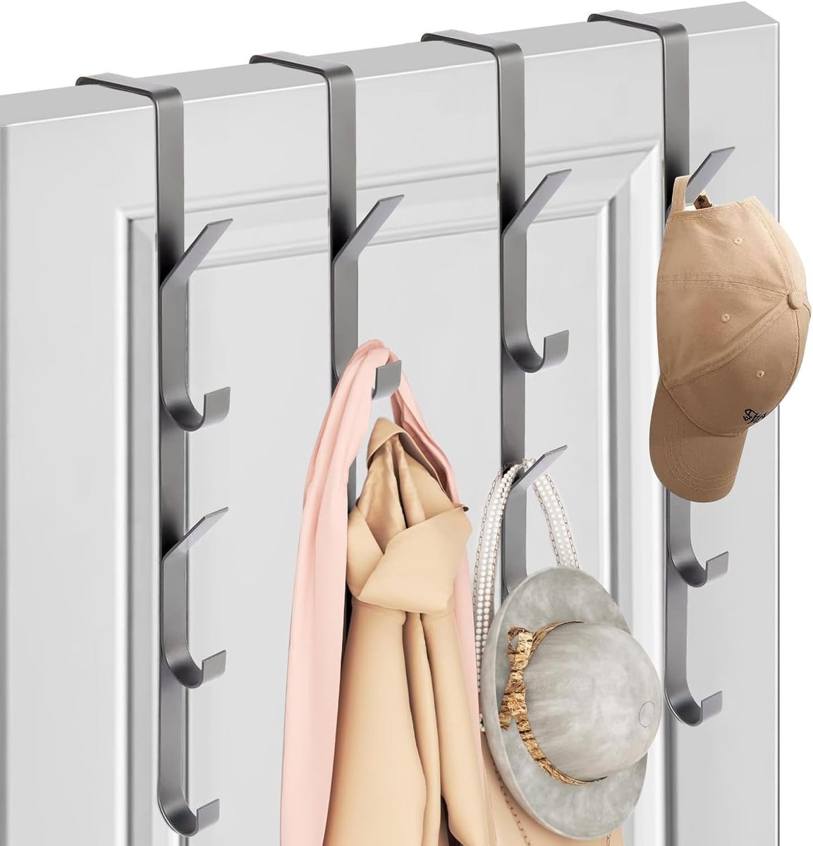 4 stuks x 5 haken, roestvrijstalen deurhakenlijst om op te hangen, universele verticale deurhaken, handdoekhouder boven de deur, roestvrij staal voor kleding, handdoeken, badjassen