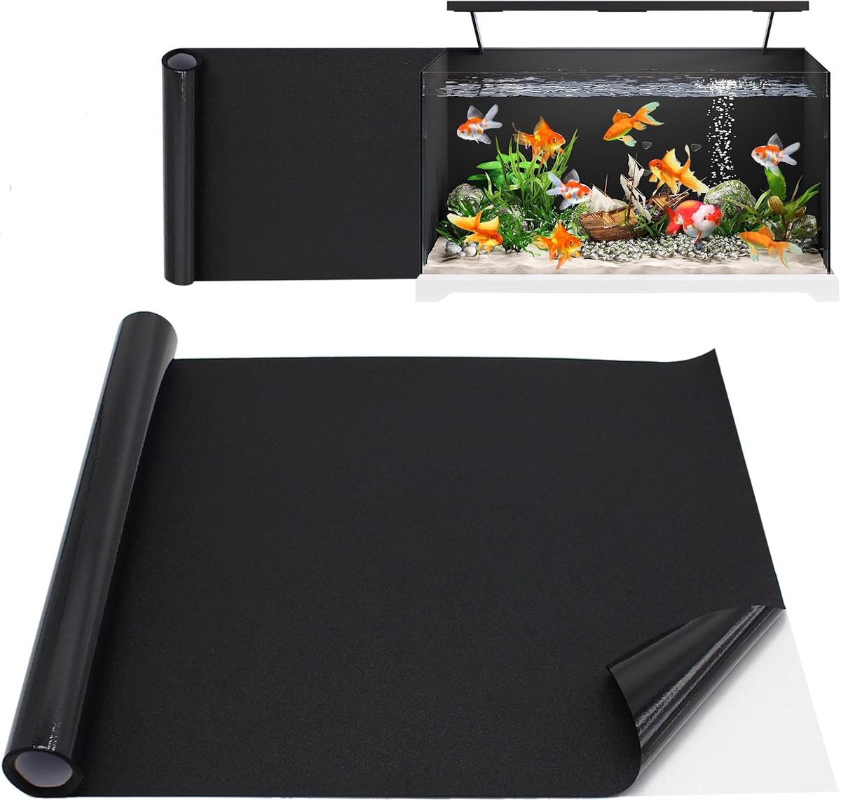 aquariumgrond met lijm zwart 50 x 200 cm, vissenaquarium achtergrond vis onderwaterwereld behang poster kan worden gesneden