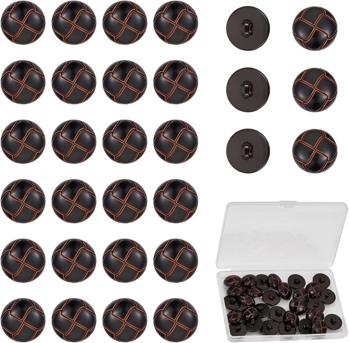 Knopen van kunstleer, koffiebruin, 20 mm, accessoires met schacht voor het versieren van een elegante jurk