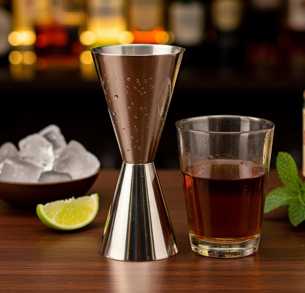 eSplanade Messing Liquor Peg Maatglas Jigger Bar Tool - Dubbelzijdig - 30 en 60 ml - Zilver