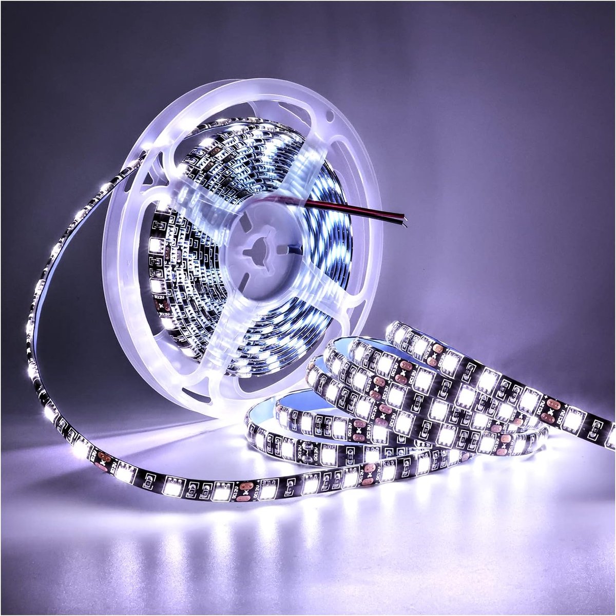 12V ledstrip, wit 6000-6500K 5m, LED lichtstrip zwart PCB board 5050 IP65 waterdicht 300 leds strip verlichting voor slaapkamer, keuken decoratie
