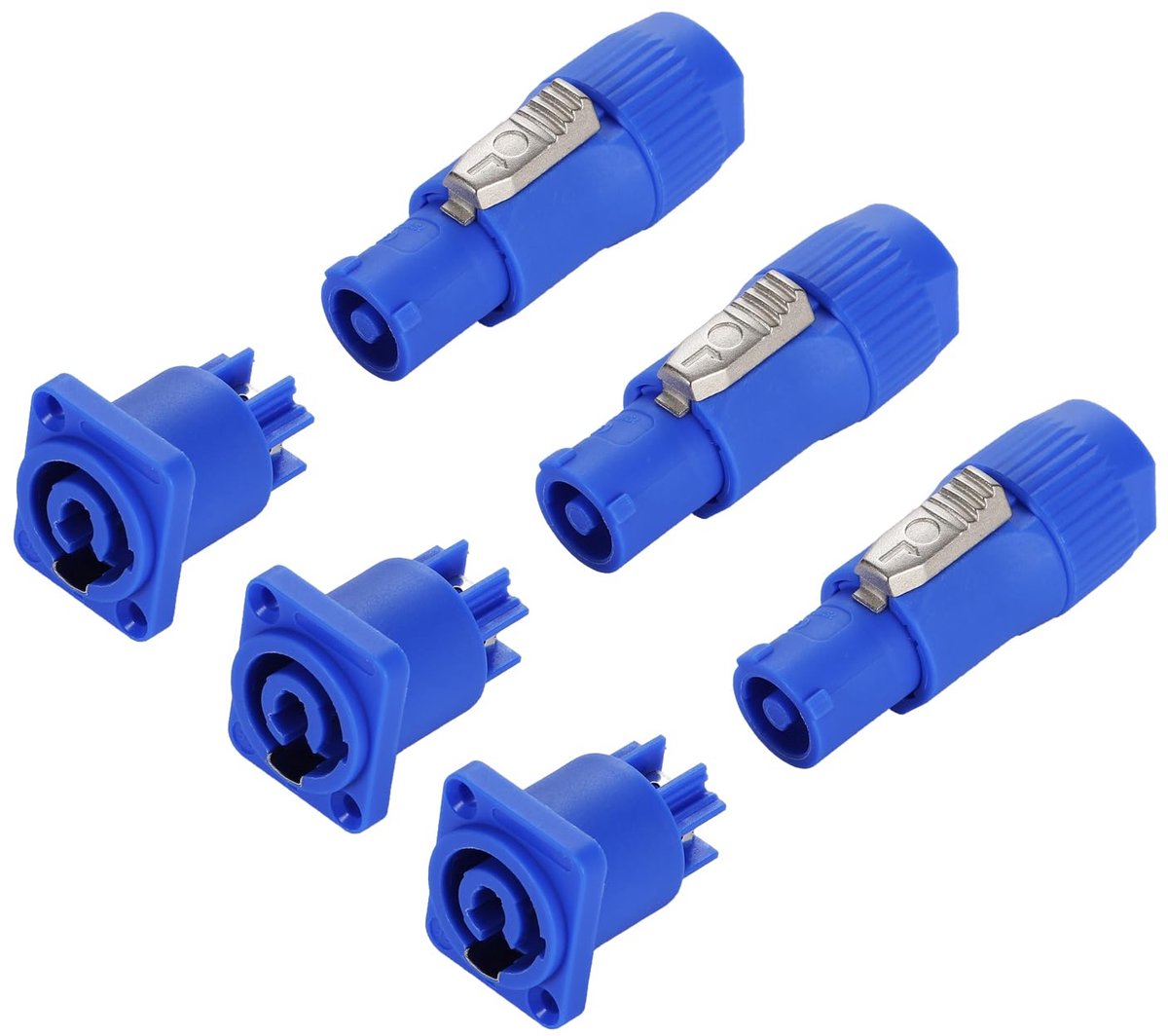 3 sets Professionele paneelmontageconnectoren compatibel met Neutrik PowerCon NAC3FCA, 3-pins audio-voedingsstekker voor podiumverlichting en luidsprekers, AC 250V 20A