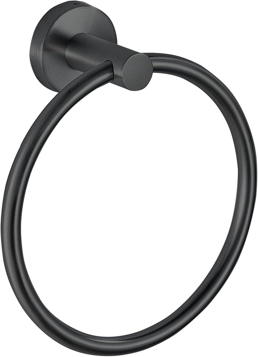 Handdoekring, badkamer hardware accessoires, wandgemonteerde handdoekring, eenvoudig rond roestvrijstalen handdoekrek, voor badkamer en keuken (zwart)