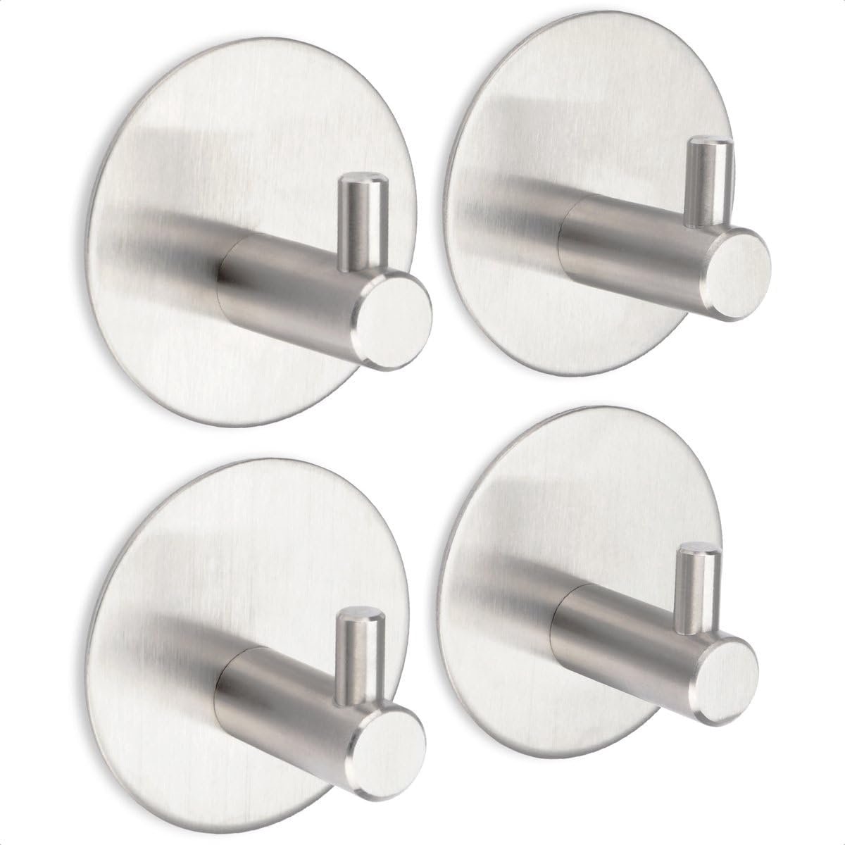 set zelfklevend - Badkamer accessoires - Keuken accessoires - Handdoekhouders voor badkamer en keuken - 4 Stuks - RVS blank geborsteld