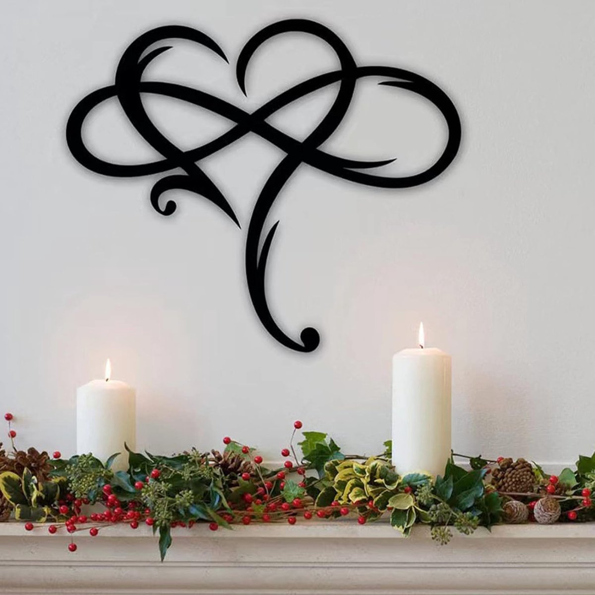 muurkunst wanddecoratie hart van metaal, gepersonaliseerd wandbord, metalen liefde wanddecoratie, wanddecoratie voor buiten, binnen, balkon en tuin, jubileum (35 x 29 cm) (zwart)