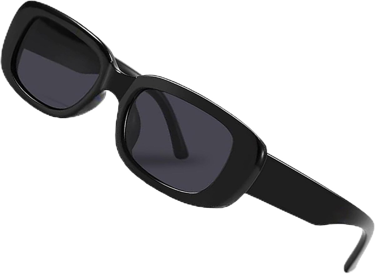 Flair Zonnebril, modebril met etui en microvezelzakje, zonnebril zwart glas, UV400-bescherming, Fashion Rave Techno-bril, dames en heren