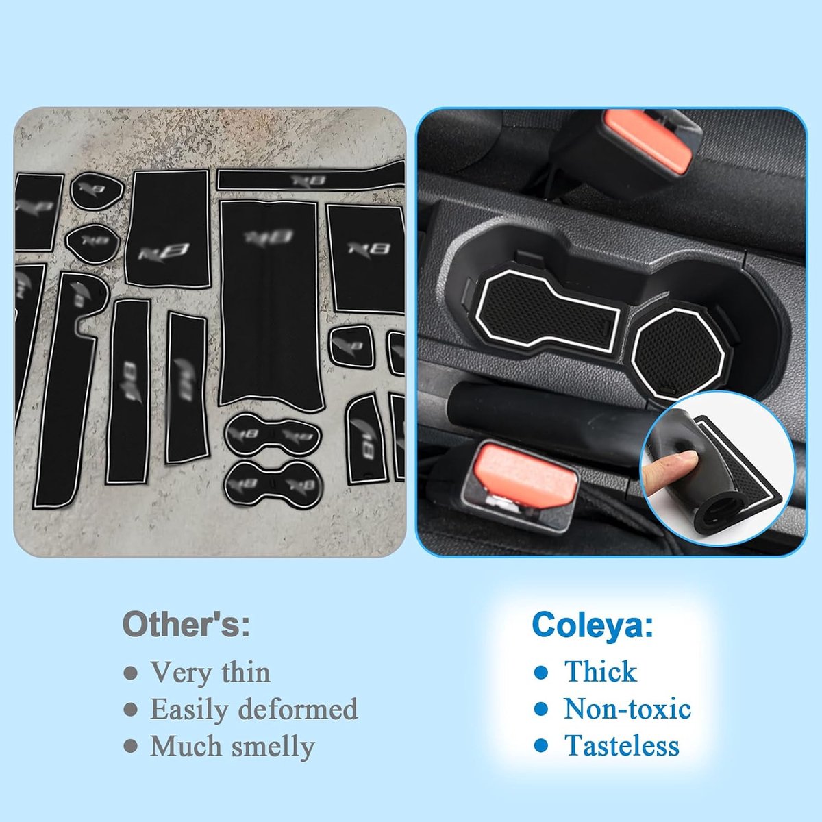 Antislip vloermatten compatibel met Dacia Sandero 3 Dacia Sandero Stepway 3 2021-2024, Dacia Sandero rubberen matten voor middenconsole, bekerhouder, deurnaden (wit)