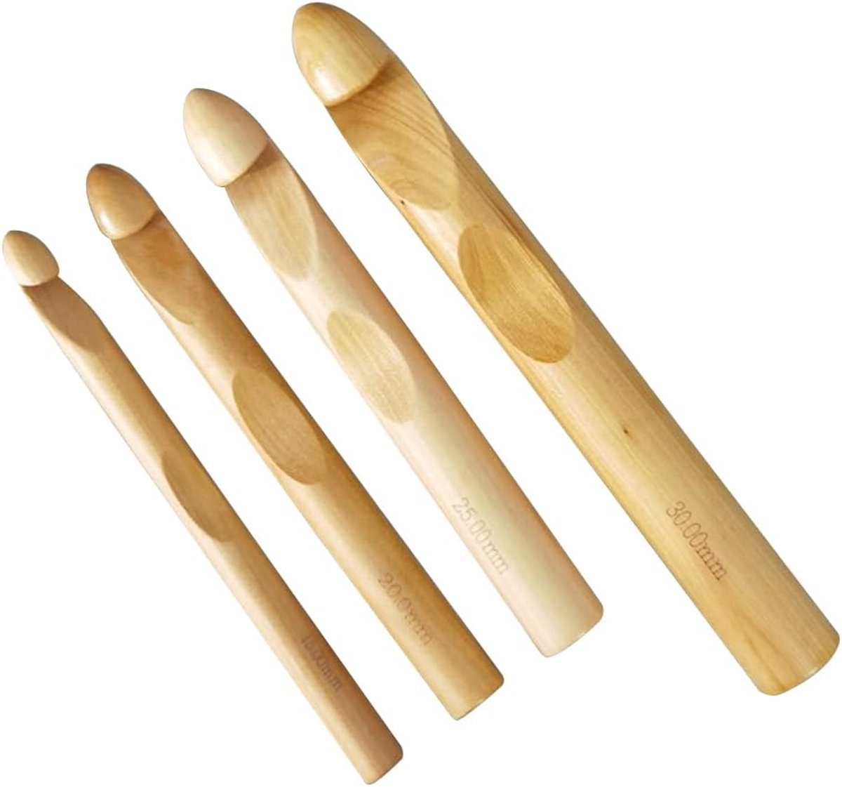 4 stuks grote houten haaknaald set 15mm 20mm 25mm 30mm natuurlijke houten naalden voor beginners dikke stoffen dikke garen ambachten