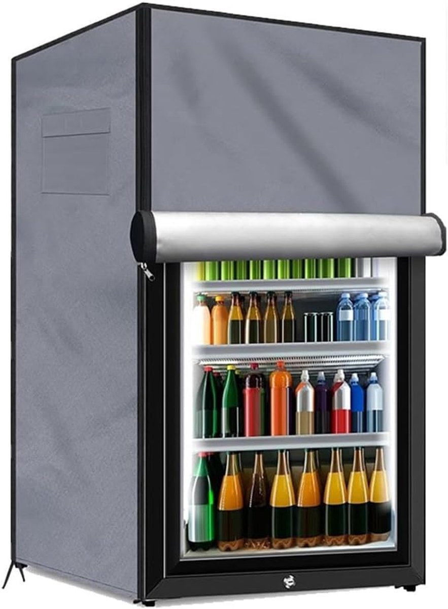 Koelkast Cover, Outdoor Stofdichte Vriezer Covers Voor Het Beschermen Van Rechte Vriezers/Drank Koelkast, 210D Oxford Doek (Grijs S)