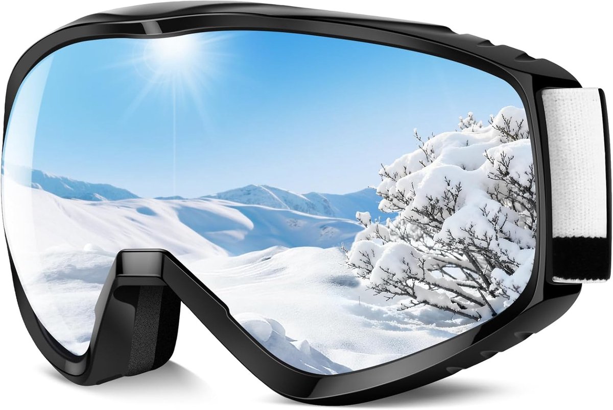 Skibril voor dames en heren, jeugd en tieners, snowboardbril over bril, compatibele helm, anti-condens uv-bescherming, antireflectie skibril, voor skiën, snowboarden