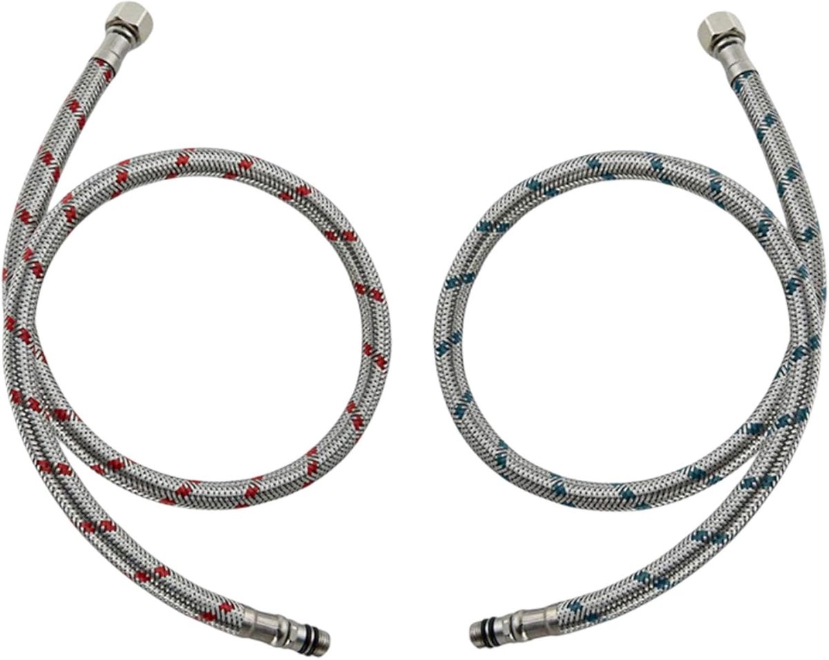 2 Stuks Aansluitslang Armatuur G3/8 X M10,Flexibele Slang Verlenging 60 cm,Roestvrijstalen Verbindingsslang,Voor warme en koude kranen,Keuken,Badkamers