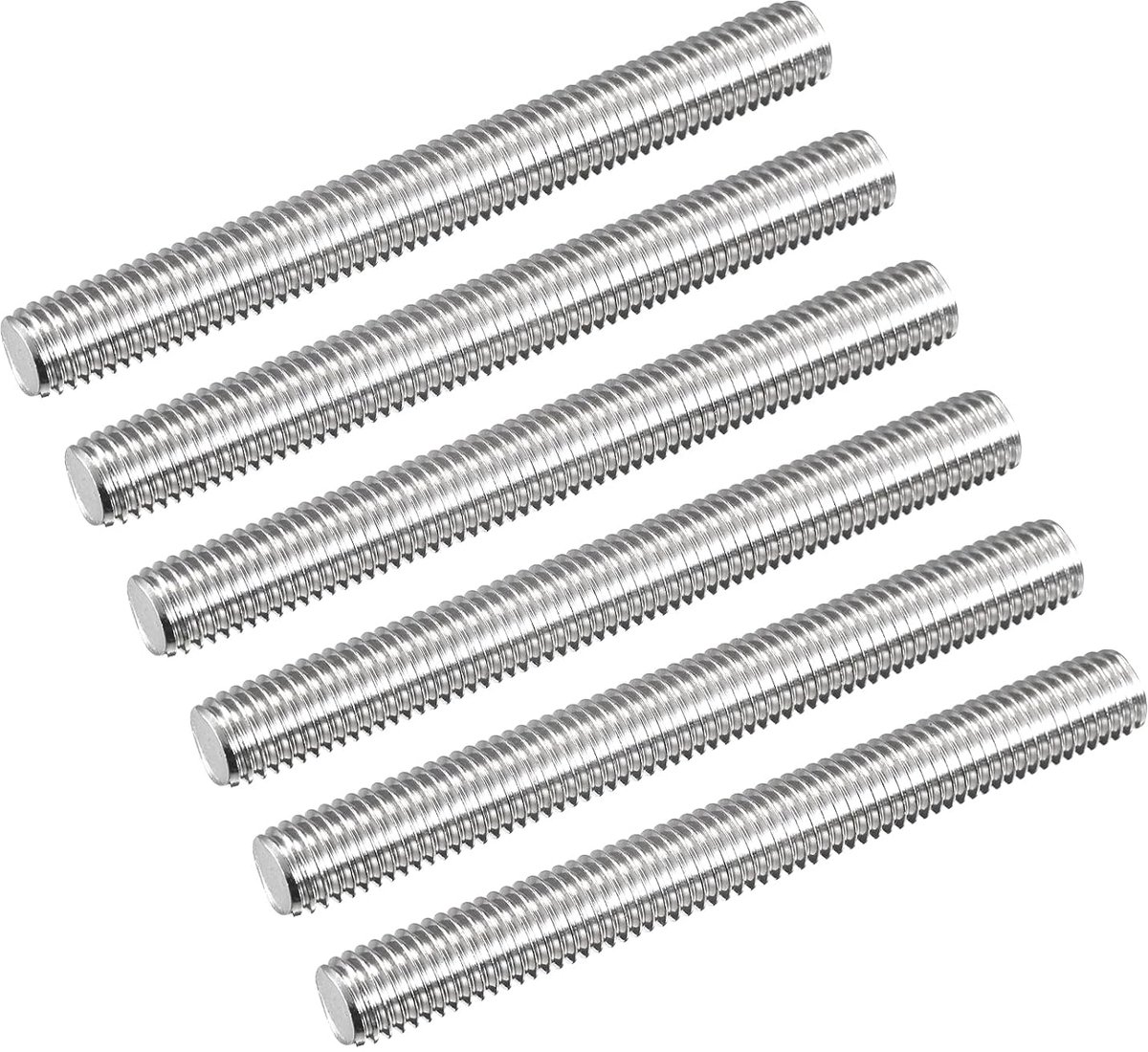 Draadstang M12 x 110 mm schroefdraadstang 1,75 mm van roestvrij staal 304 rechts draadstangen 6 stuks