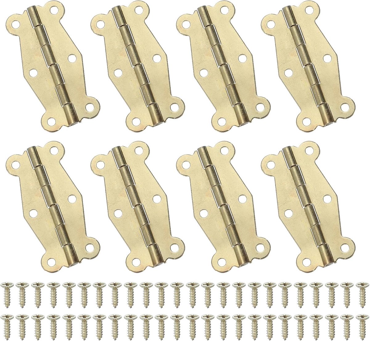 Scharnieren, 5 cm, 180 graden, vlinder-decoratieve scharnieren, sieradenkistje hardware met schroeven, voor kast, houten doos, lade, knutselen, goudkleurig, verpakking van 8