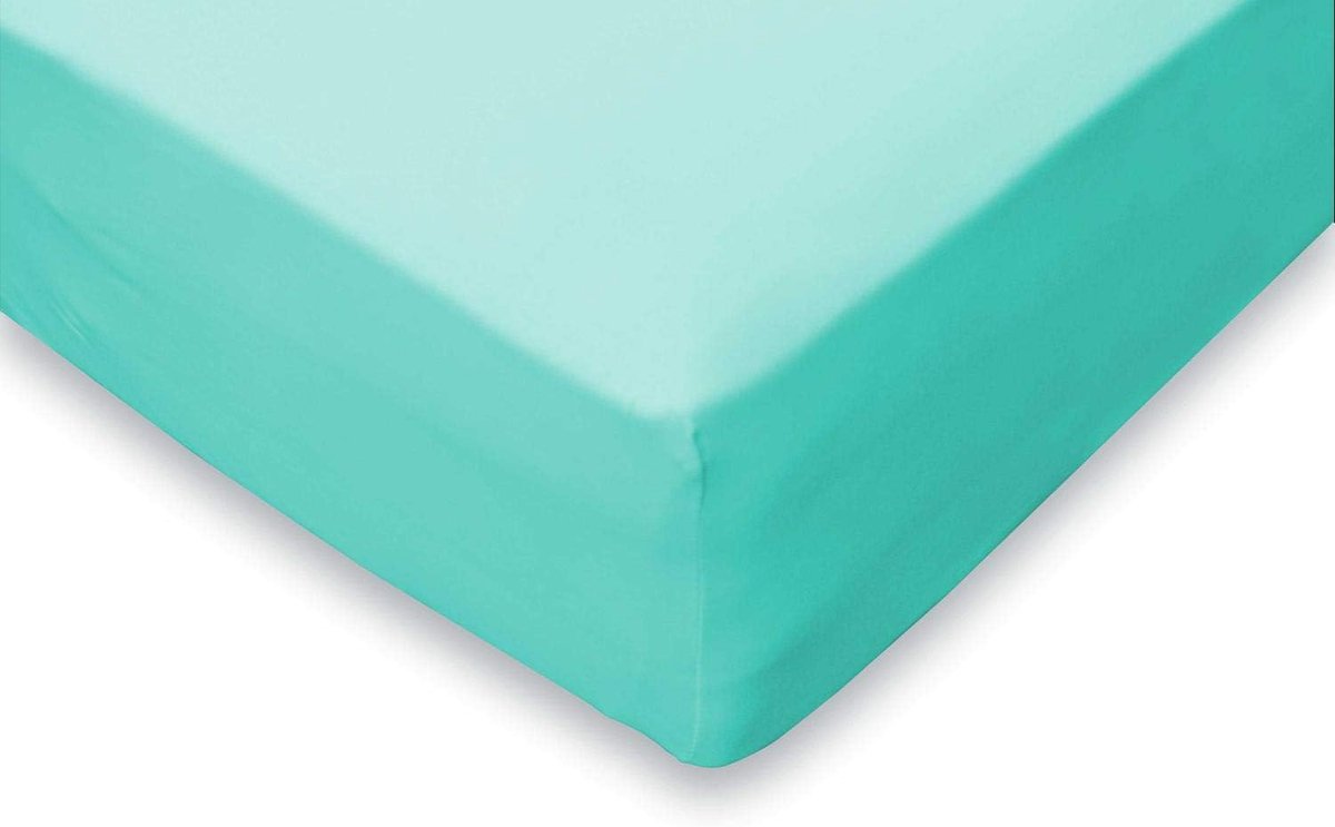 Hoeslaken Jersey Katoen Stretch 35cm Hoge Hoek - aqua 90x210/220-100x200