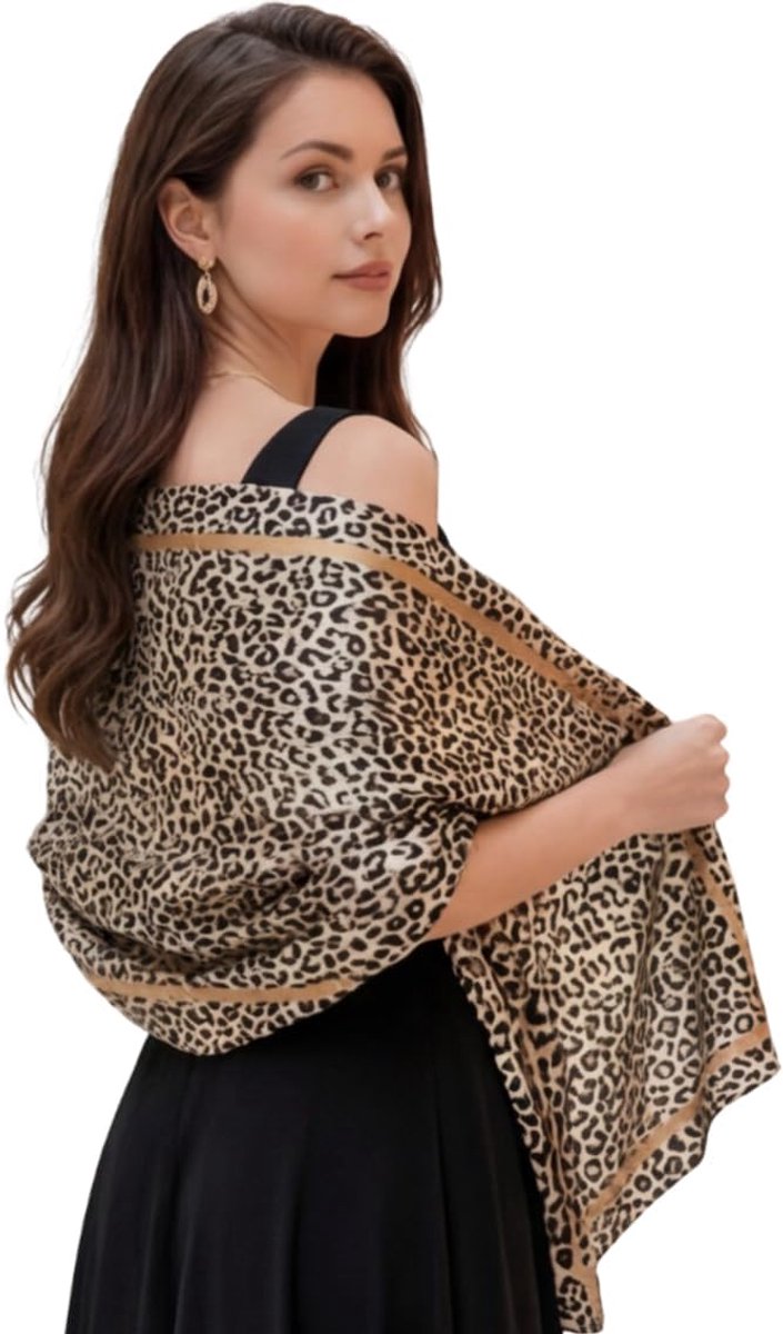 zijden doek bruin luipaard cruise klassieke halsdoek zijde formele gelegenheden doek omslagdoek licht 90 x 90 cm bandana cadeau