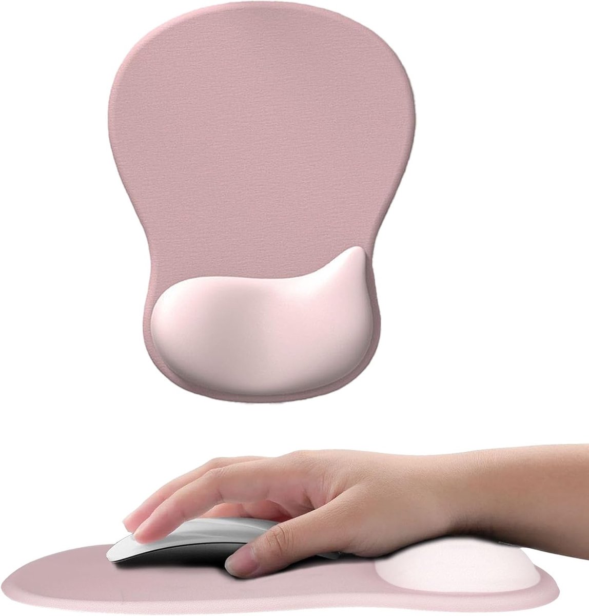 muismat met polssteun, ergonomische muismat met gelschuim polssteun, wasbare muismat met antislip PU-basis voor kantoor, thuis, pc, laptop, computer, muizen (roze)