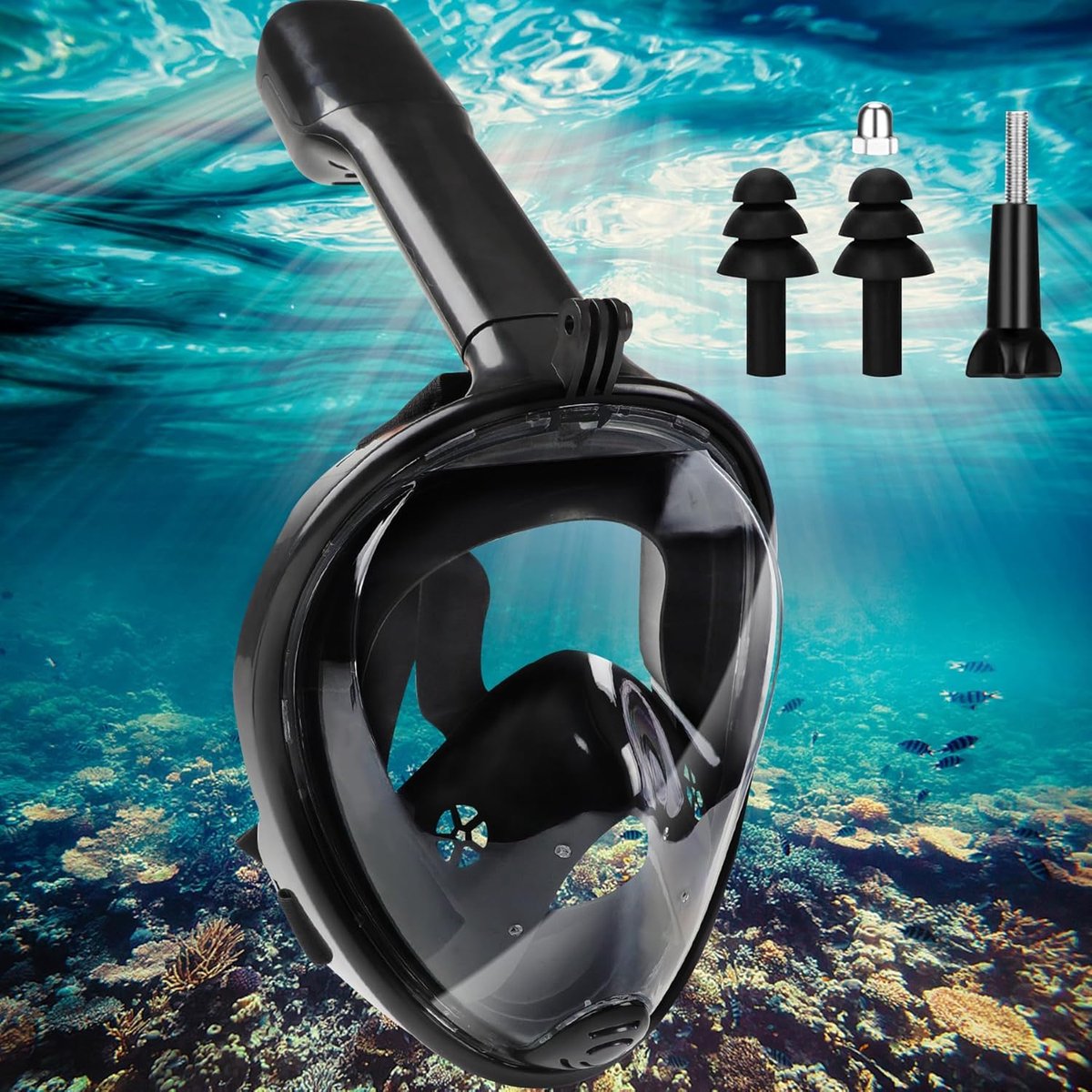 Duikmasker, Integraal, 180° View HD Anti-condens Snorkelmasker, Panoramisch anti-lek snorkelmasker, duikmasker, Dry Top Gemakkelijk Ademhaling voor Vrouwen Mannen